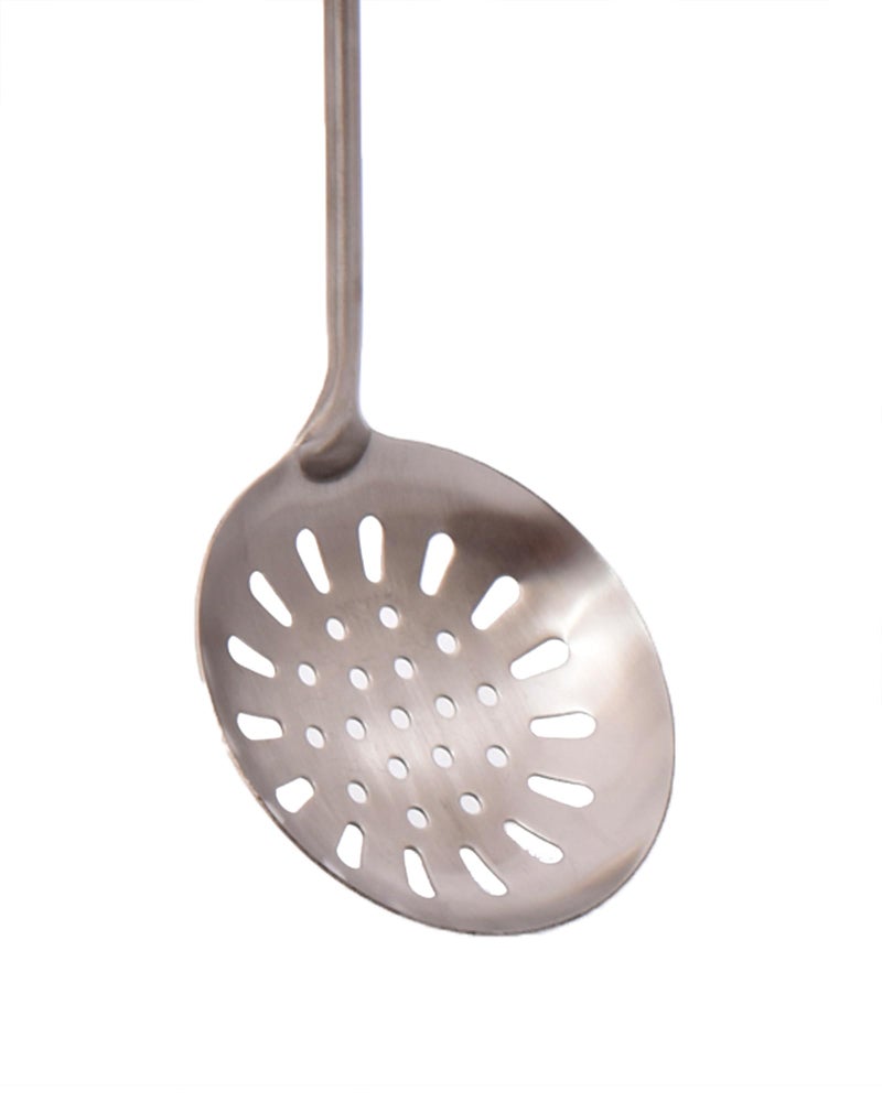 Stainless Steel Skimmer Spoon with Wooden Handle, Kitchen Strainer Ladle - Image 3