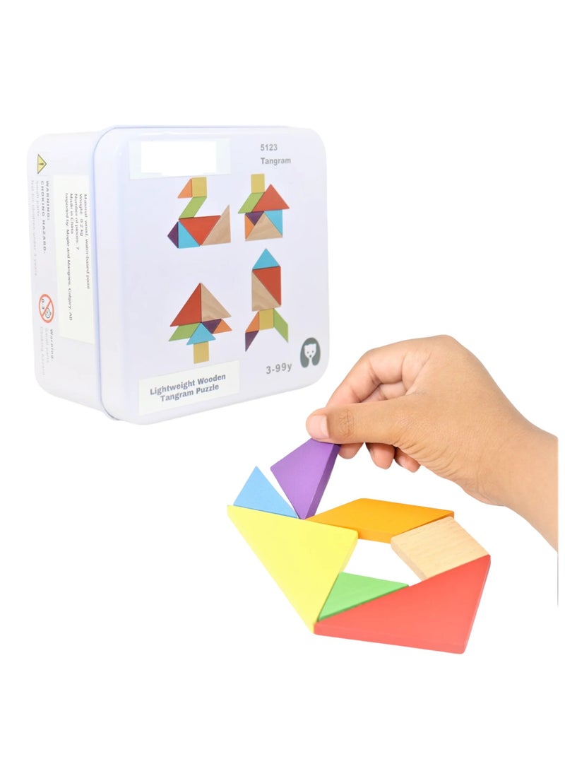 Wooden Tangram Puzzle Activity Set Great for Travel - Image 1