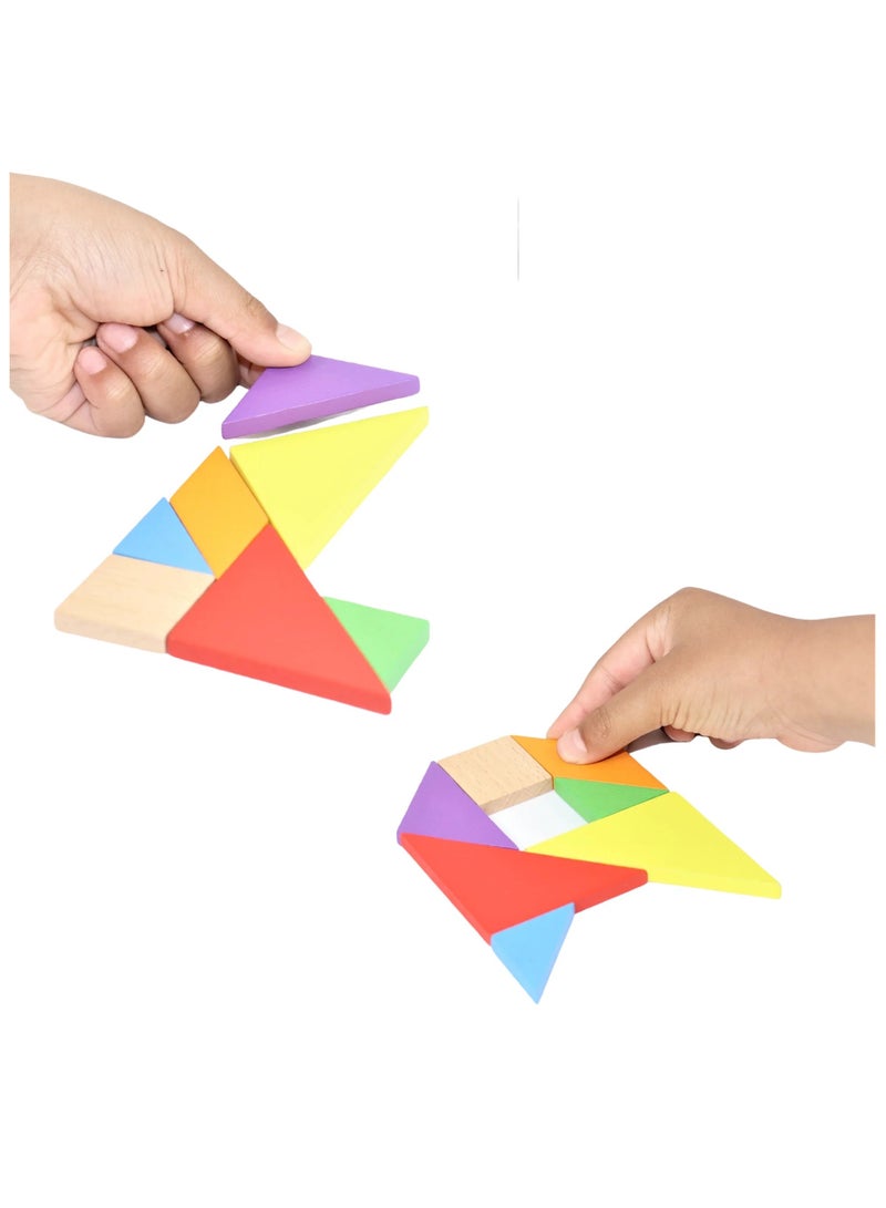 Wooden Tangram Puzzle Activity Set Great for Travel - Image 2