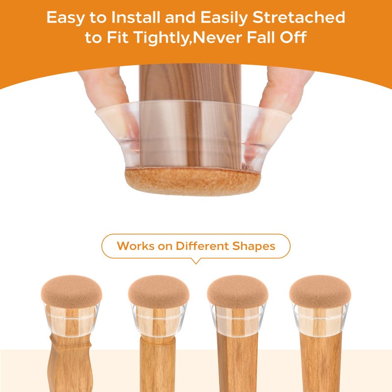 Yomanta 24 Pcs Silicone & Felt Chair Leg Floor Protectors For Hardwood Floors - Furniture Pads  Chair Leg Covers/Cups - No Noise & Scratch-Proof - Round Xs (Fits 9/16"" - 13/16"" / 15-20Mm)  Clear - Image 5