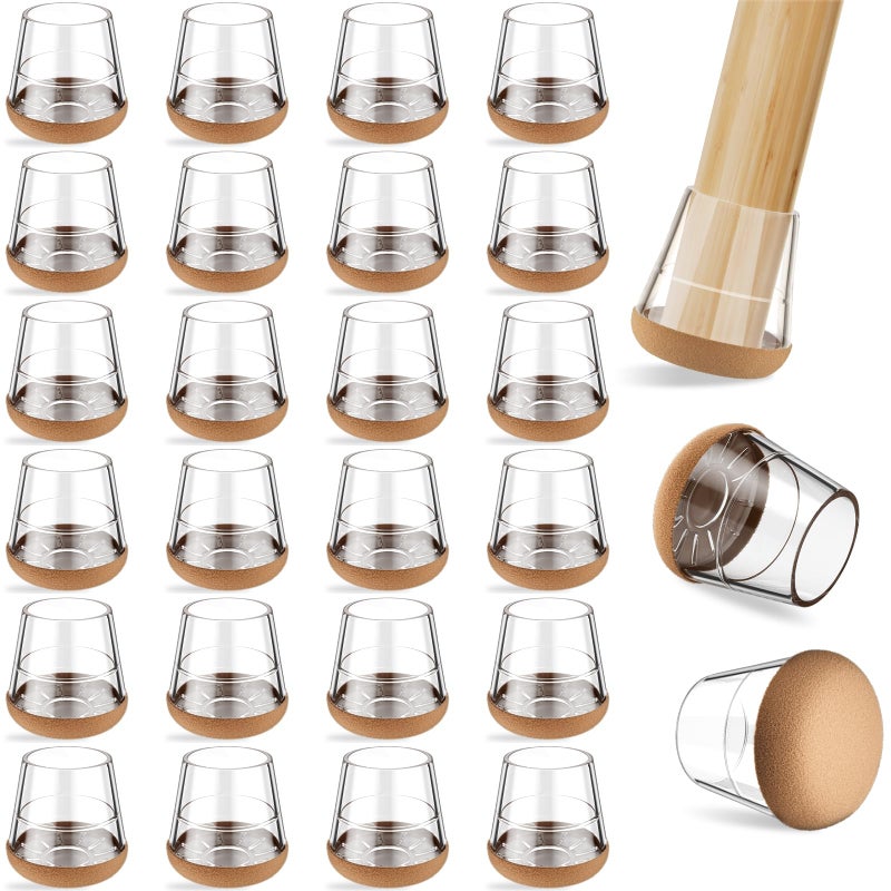 Yomanta 24 Pcs Silicone & Felt Chair Leg Floor Protectors For Hardwood Floors - Furniture Pads  Chair Leg Covers/Cups - No Noise & Scratch-Proof - Round Xs (Fits 9/16"" - 13/16"" / 15-20Mm)  Clear - Image 1