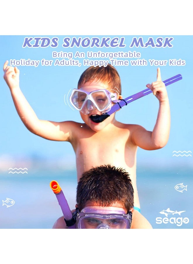 Seago نظارات سباحة للأطفال مع غطاء أنف وقناع غوص قناع سباحة مضاد للضباب زجاج مقسى رؤية بانورامية واضحة ختم سيليكون معدات الغوص نظارات السباحة للأطفال من 6 إلى 14 سنة للأولاد والبنات والشباب - Image 4