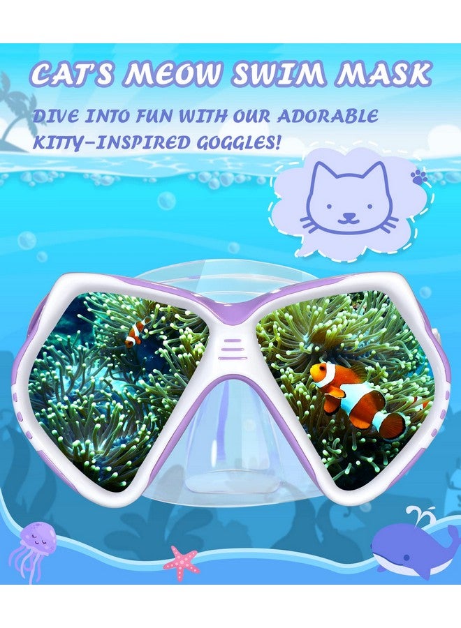 Seago نظارات سباحة للأطفال مع غطاء أنف وقناع غوص قناع سباحة مضاد للضباب زجاج مقسى رؤية بانورامية واضحة ختم سيليكون معدات الغوص نظارات السباحة للأطفال من 6 إلى 14 سنة للأولاد والبنات والشباب - Image 3