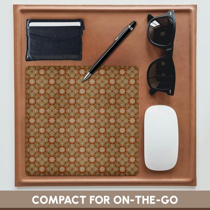 3dRose LLC 8 x 8 x 0.25 Inches Mouse Pad, Taupe/Deep Brown/Orange/Cream Small Interwoven Geometric Shapes (mp_63932_1) - Image 4