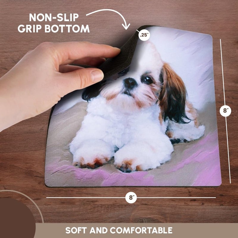 3dRose LLC 8 x 8 x 0.25 Inches Mouse Pad, Taupe/Deep Brown/Orange/Cream Small Interwoven Geometric Shapes (mp_63932_1) - Image 3