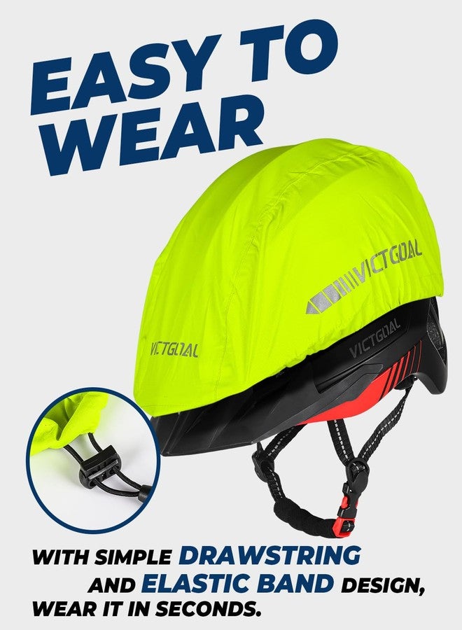 VICTGOAL Bike Helmet Cover with Reflective Stripes Waterproof Windproof Bicycle Helmets Rain Covers for Mountain Road Bike Cycling (Yellow) - Image 5