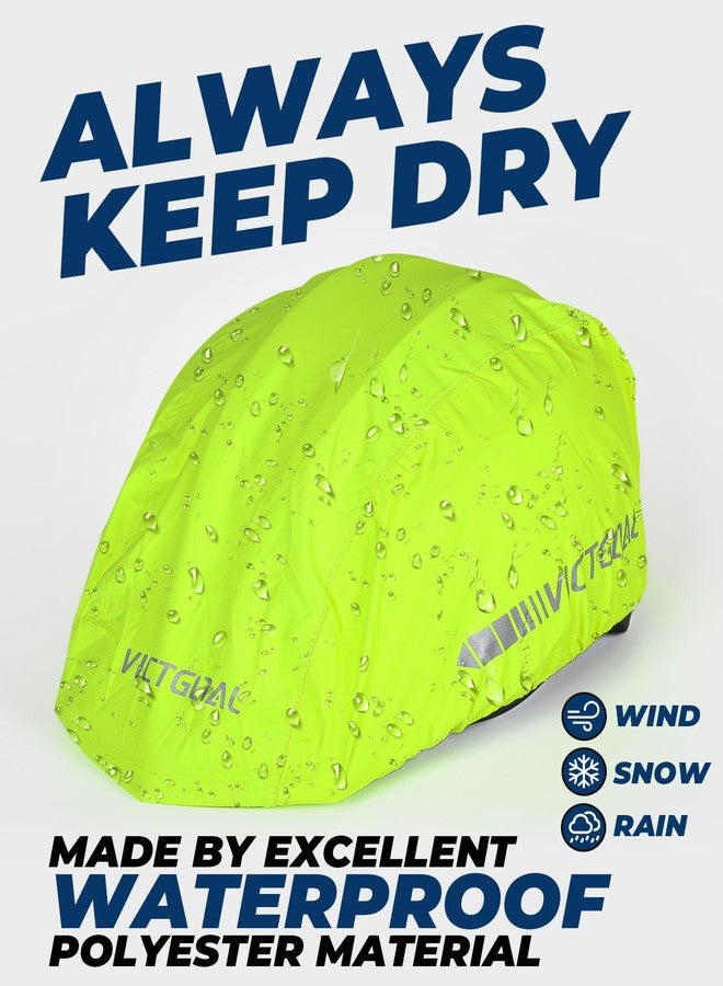 VICTGOAL Bike Helmet Cover with Reflective Stripes Waterproof Windproof Bicycle Helmets Rain Covers for Mountain Road Bike Cycling (Yellow) - Image 3