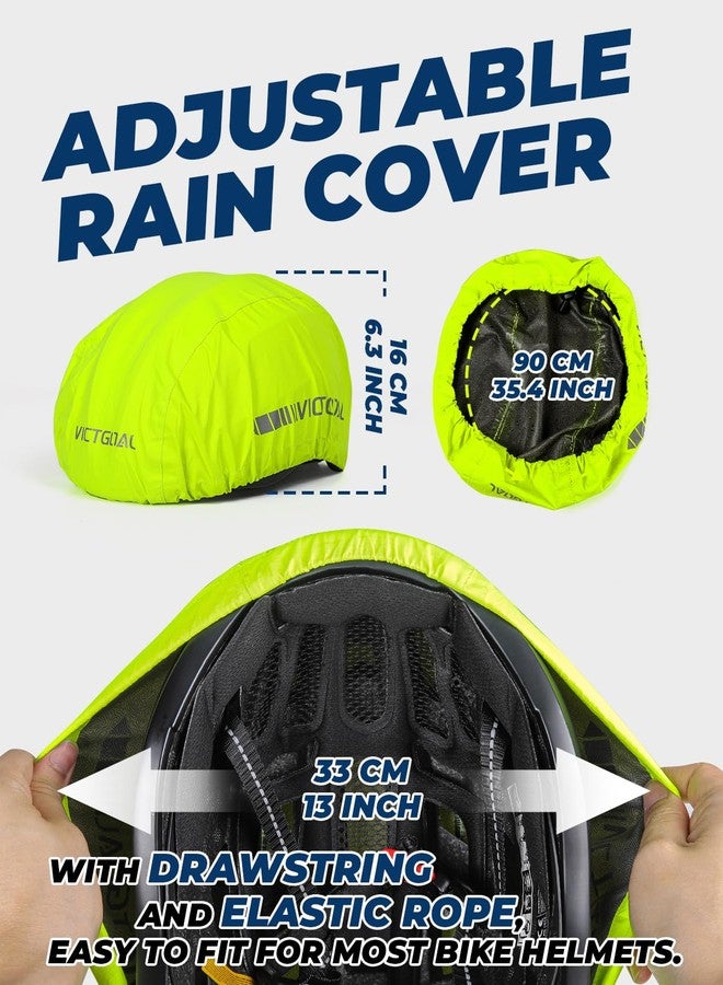 VICTGOAL Bike Helmet Cover with Reflective Stripes Waterproof Windproof Bicycle Helmets Rain Covers for Mountain Road Bike Cycling (Yellow) - Image 2