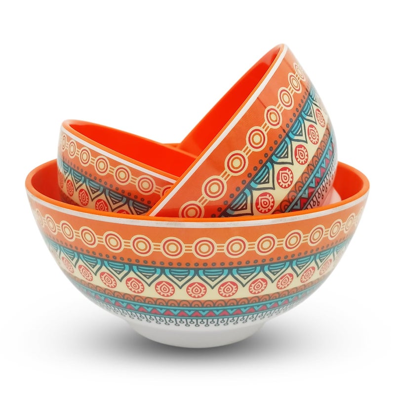 Superware سوبر وير | ميلامين نقي | مجموعة وعاء خلط - برتقالي مخطط (3 قطع) | خالي من البقع، تشطيب مزجج - Image 3