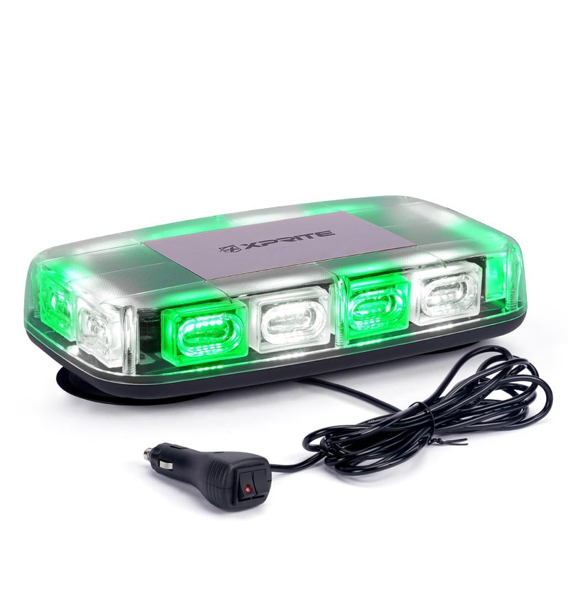 Xprite أضواء ستروب ميني 72LED بحجم 12 بوصة من Xprite، ضوء طوارئ فلاشينغ بيكون مع قاعدة مغناطيسية لمركبات البناء 12V-24V، الشاحنات، آلة إزالة الثلوج، سيارة البريد (مزيج أبيض/أخضر) - Image 1