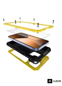 Generic For iPhone 14 Pro Max Shockproof Waterproof Dustproof Metal + Silicone Phone Case(Yellow)  - Image 3
