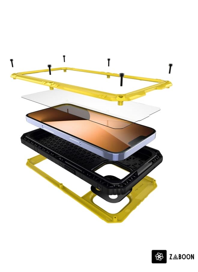 Generic - For iPhone 14 Pro Max Shockproof Waterproof Dustproof Metal + Silicone Phone Case(Yellow) - Image 1