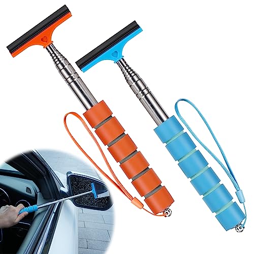 GUBCUB Side Mirror Squeegee 2 PCS Car Mirror Squeegee Retractable Car Rearview Mirror Wiper for All Vehicles Universal Automotive Accessories - Image 1