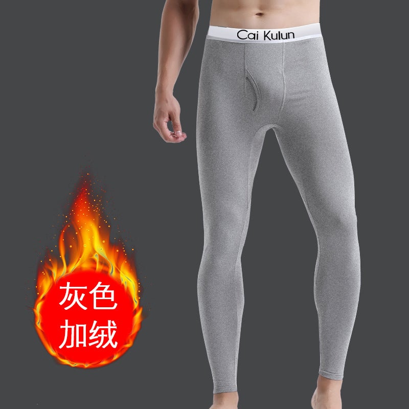 Thick Fleece-Lined Mens Thermal Pants Gray fleece-lined  - Image 1