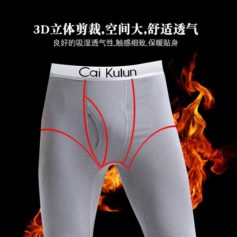 Thick Fleece-Lined Mens Thermal Pants Gray fleece-lined  - Image 5