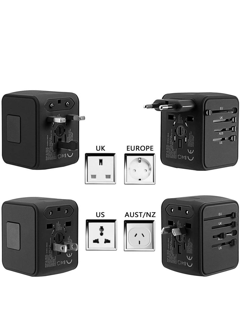 International Travel Adapter Universal Power Adapter Worldwide All in One 4 USB with Electrical Plug Perfect for European US, EU, UK, AU 160 Countries (Black) - Image 3