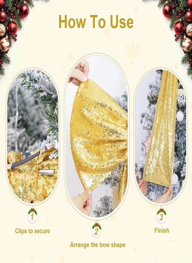 PartyDelight Christmas Tree Topper Bow Decor Gold Sequin Large Bow 16x47 Inchs Ribbon Tie for Xmas Birthday Party Room Decorations Coquette Backdrop Wall Decors - Image 3