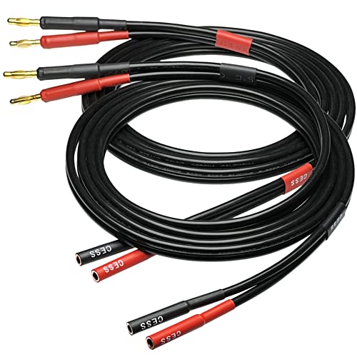 CNCESS CESS-029-6f Male Banana Plug to Female Banana Jack Speaker Extension Cable, Silicone Cable, 2 Pack (6 Feet) - Image 1