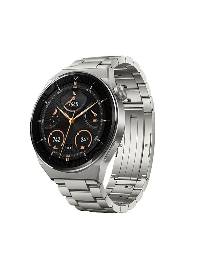 HUAWEI Watch GT 3 Pro Smartwatch Light Titanium Case Strap 46mm Silver - Image 1