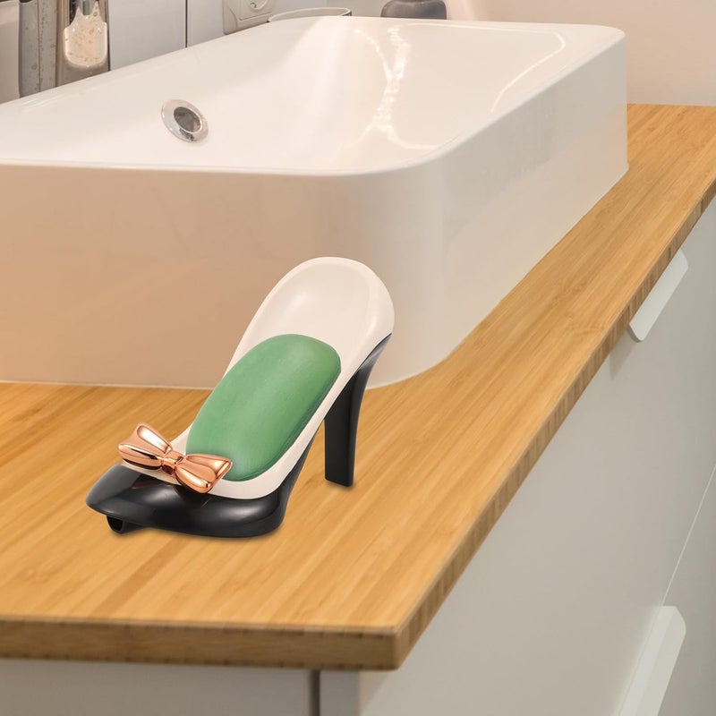 Zerodeko Creative High Heels Soap Holder with Suction Cup Bath Soap Box in Elegant White and Black with Drainage for Bathroom and Kitchen Use - Image 5
