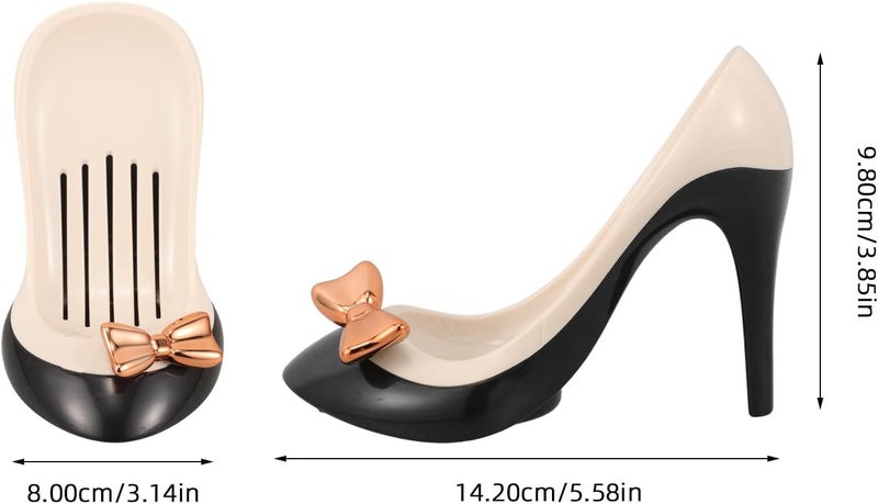 Zerodeko Creative High Heels Soap Holder with Suction Cup Bath Soap Box in Elegant White and Black with Drainage for Bathroom and Kitchen Use - Image 2