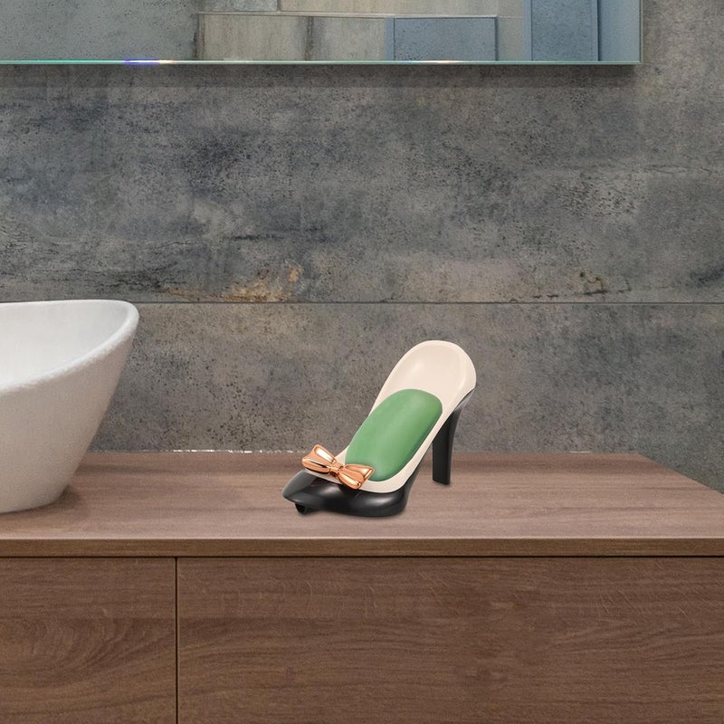 Zerodeko Creative High Heels Soap Holder with Suction Cup Bath Soap Box in Elegant White and Black with Drainage for Bathroom and Kitchen Use - Image 4