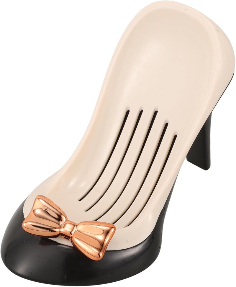 Zerodeko Creative High Heels Soap Holder with Suction Cup Bath Soap Box in Elegant White and Black with Drainage for Bathroom and Kitchen Use - Image 1
