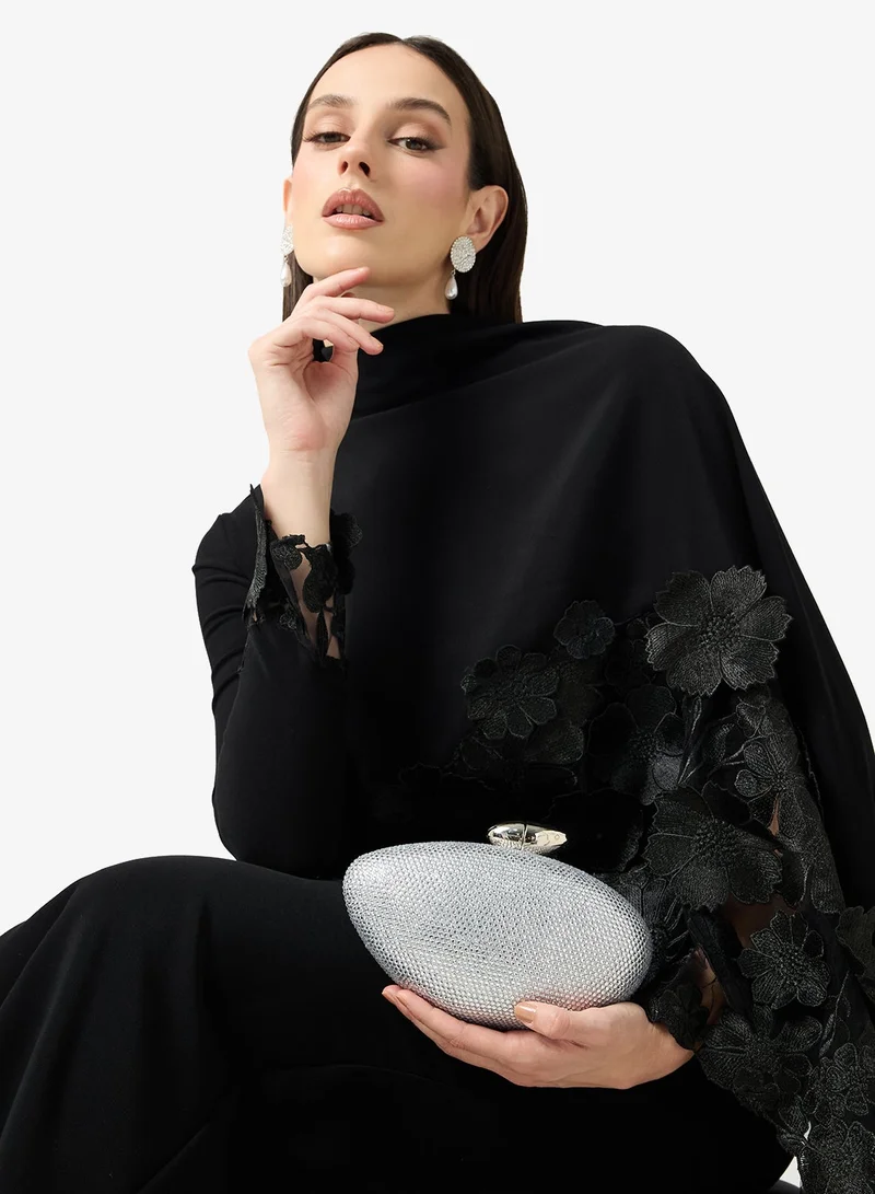 Silver Shimmer Metallic Clutch Statement