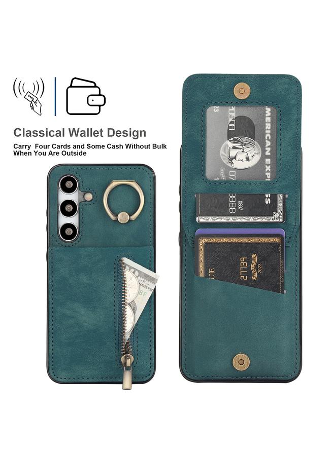 اس-توب جراب لهاتف Samsung Galaxy S24 5G بتصميم عتيق مزود بحلقة وسحّاب وفتحة بطاقة RFID - Image 3