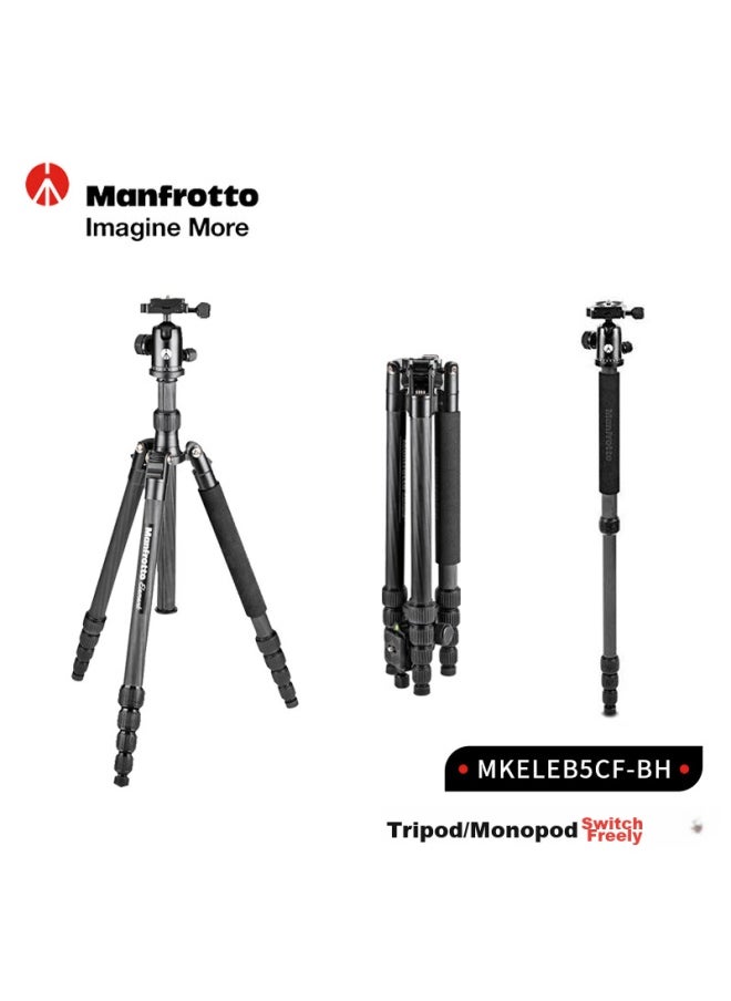 Manfrotto Tripod, Element Series, Carbon Fiber Reverse Folding Large Ball Head, Camera Dslr Mirrorless Photography And Videography Rotary Lock Tripod, Mkeleb5cf-bh