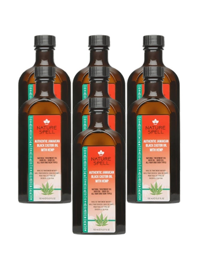 Nature Spell 7 Pieces Authentic Jamaican Black Castor Oil With Hemp For All Hair And Skin Types 150ml - Image 1