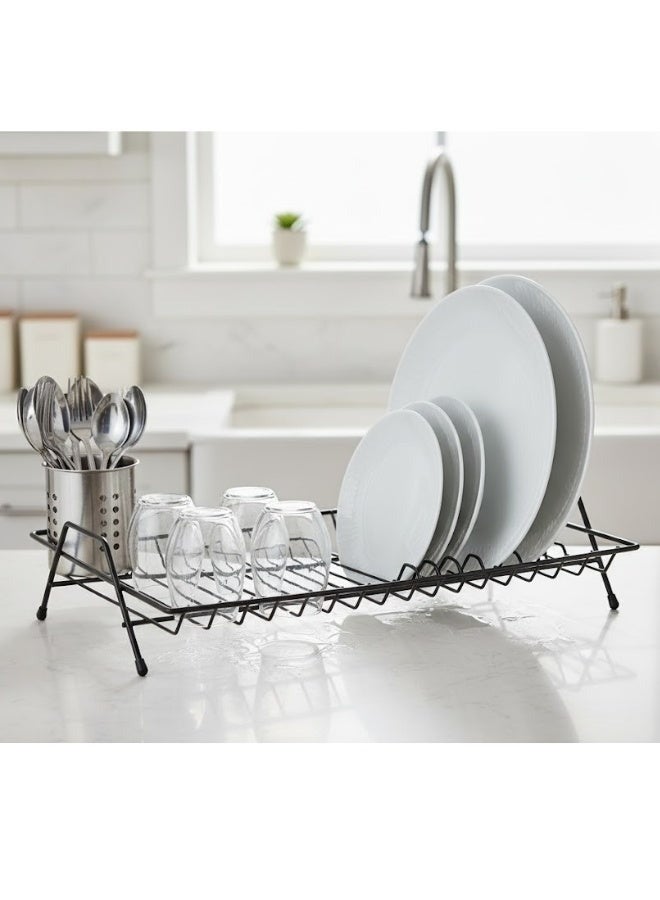 Happy Home 1-Tier Dish and Cup Drying Rack - High-Quality Metal Kitchen Organizer for Plates, Cups, Cutlery, and Utensils, Rust-Resistant, Multi-Purpose, Modern Black Design, Space-Saving and Stylish, Perfect for Kitchen Counters, Cabinets, and Shelves, Keeps Plates, Glasses, Knives, Forks, and Spoons Neat and Organized - Image 5