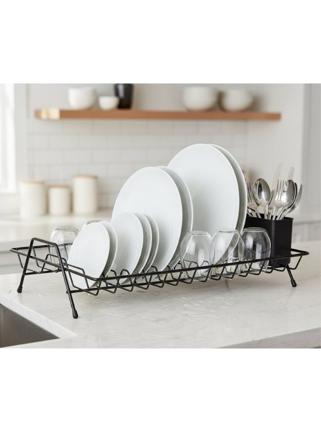 Happy Home 1-Tier Dish and Cup Drying Rack - High-Quality Metal Kitchen Organizer for Plates, Cups, Cutlery, and Utensils, Rust-Resistant, Multi-Purpose, Modern Black Design, Space-Saving and Stylish, Perfect for Kitchen Counters, Cabinets, and Shelves, Keeps Plates, Glasses, Knives, Forks, and Spoons Neat and Organized - Image 4