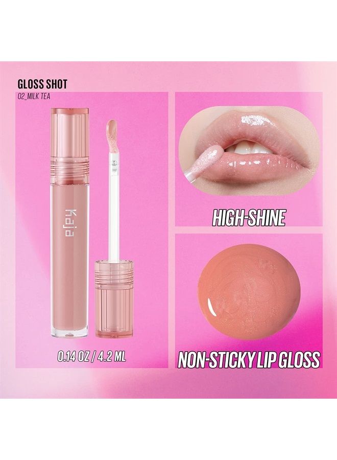 KAJA Lip Gloss - Gloss Shot | with Jojoba Oil, Tinted Shimmer, Hydrating, Non-sticky, Juicy, Nude, Plumper Looking Lips, 02 Milk Tea, 0.14 Fl Oz - Image 2