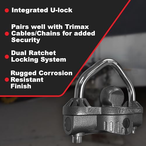 Trimax - UMAX 50D - Trailer Lock for Hitch, Dual Purpose Transforms to U Lock - Trailer Hitch Lock for 1-7/8" - 2-5/16" Couplers, All Coupler Types - Image 4