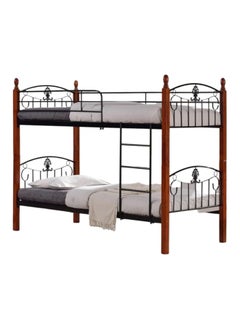 Empire Furniture Twin Over Twin Wooden Bunk Bed,Heavy-Duty Double Decker with Guard Rails for Homes, Cherry Finish, 190 cm x 97 cm x 150 cm