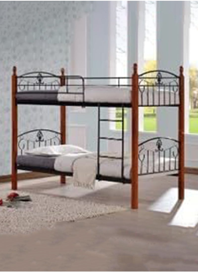 Generic - Empire Furniture Twin Over Twin Wooden Bunk Bed,Heavy-Duty Double Decker with Guard Rails for Homes, Cherry Finish, 190 cm x 97 cm x 150 cm - Image 1