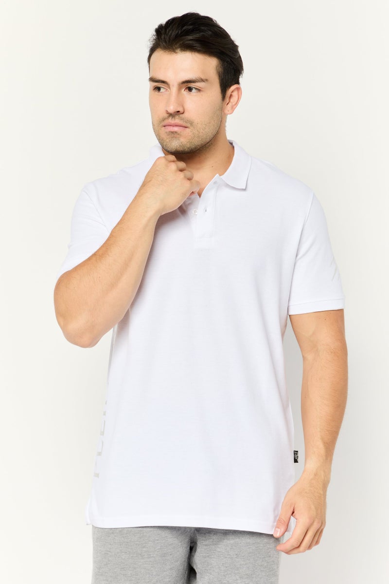 PHILIPP PLEIN Plein Sport Men Sportswear Fit Short Sleeve Outdoor Polo Shirt, White - Image 1