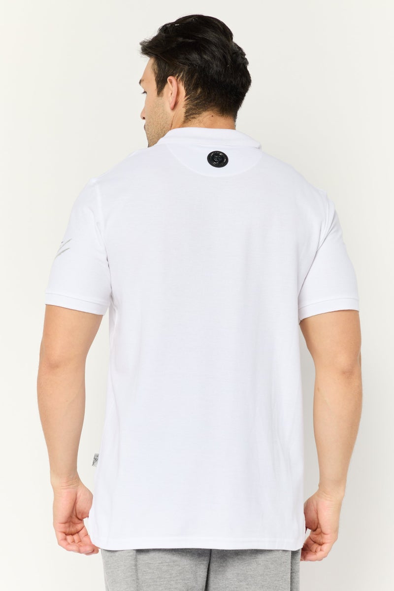 PHILIPP PLEIN Plein Sport Men Sportswear Fit Short Sleeve Outdoor Polo Shirt, White - Image 4