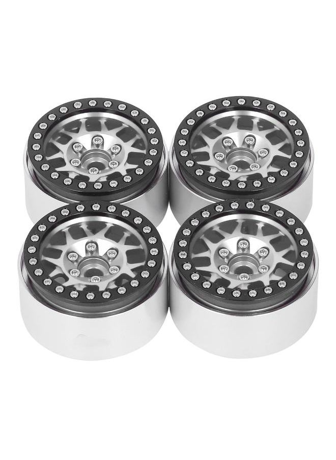 Thoraya 4pcs 1.9 Inch RC Beadlock Rims Aluminum Alloy Wheel Hubs for Axial SCX10 90046 AXI 03007 1/10 RC Crawler Silver  - Image 1
