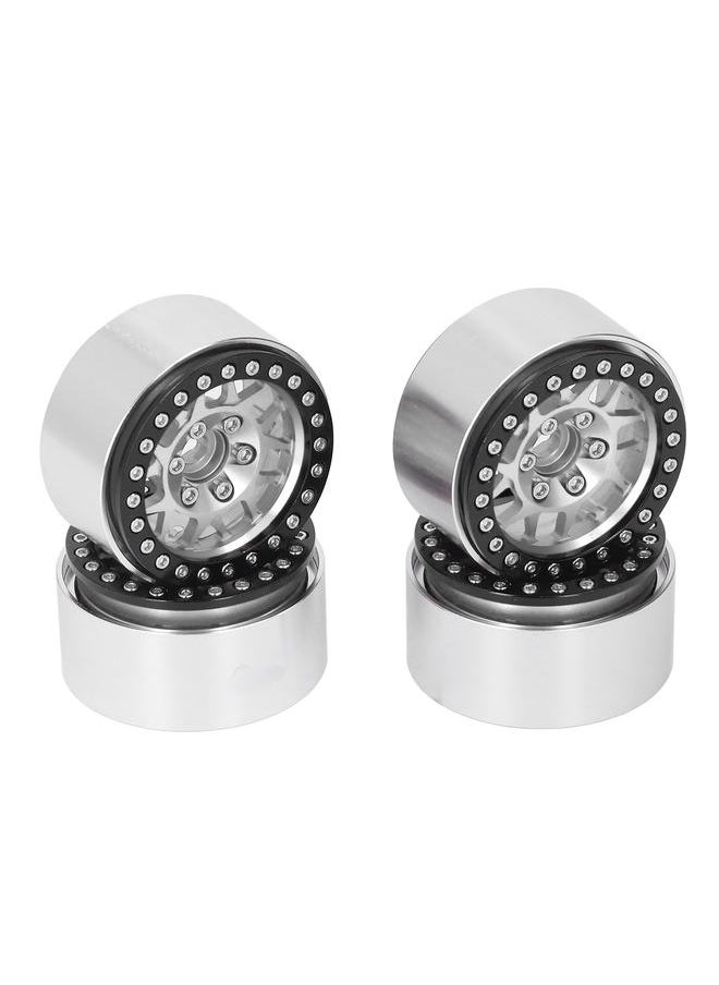 Thoraya 4pcs 1.9 Inch RC Beadlock Rims Aluminum Alloy Wheel Hubs for Axial SCX10 90046 AXI 03007 1/10 RC Crawler Silver  - Image 4