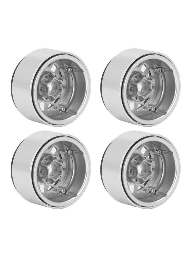 Thoraya 4pcs 1.9 Inch RC Beadlock Rims Aluminum Alloy Wheel Hubs for Axial SCX10 90046 AXI 03007 1/10 RC Crawler Silver  - Image 5