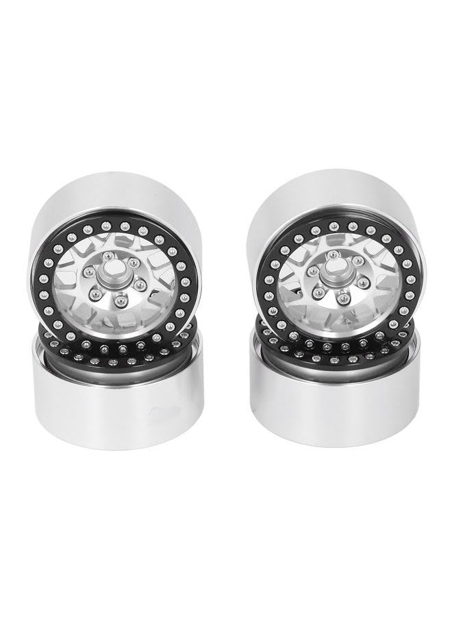 Thoraya 4pcs 1.9 Inch RC Beadlock Rims Aluminum Alloy Wheel Hubs for Axial SCX10 90046 AXI 03007 1/10 RC Crawler Silver  - Image 2