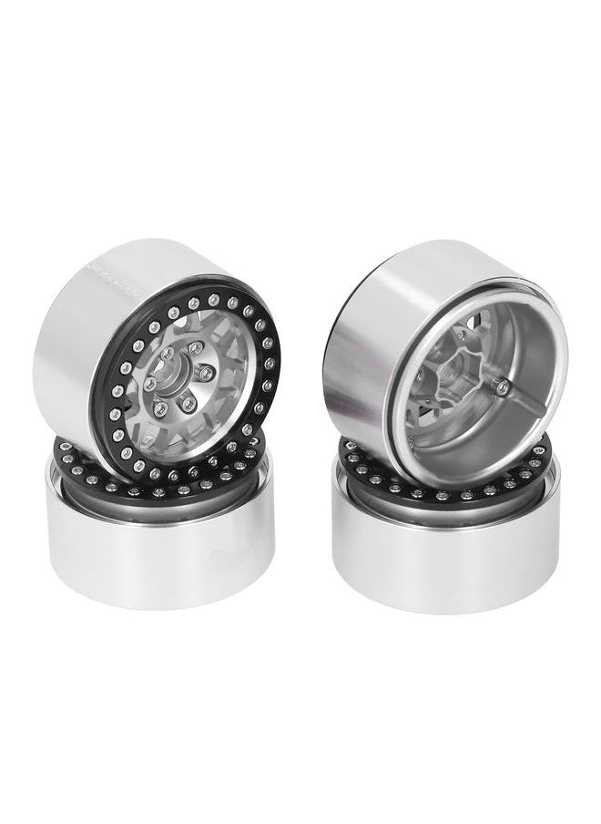 Thoraya 4pcs 1.9 Inch RC Beadlock Rims Aluminum Alloy Wheel Hubs for Axial SCX10 90046 AXI 03007 1/10 RC Crawler Silver  - Image 3
