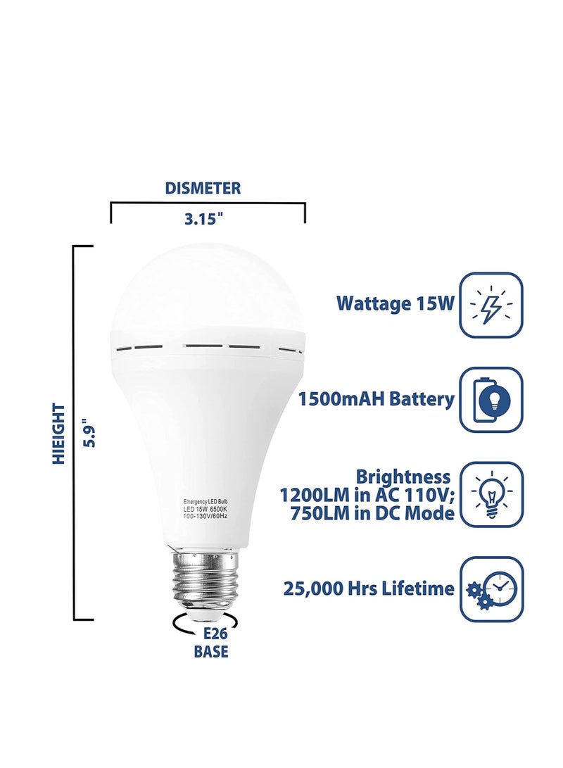 Next Life Emergency Rechargeable Light Bulb Stay Lights Up When Power Failure  1200mAH 15W LED Light Bulbs for Home Camping And Tent  - Image 3