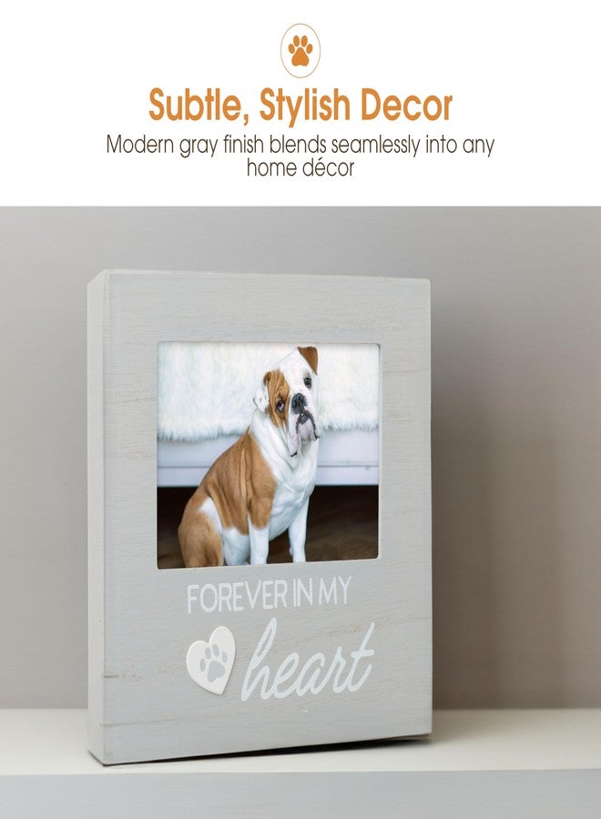 Pearhead Pet Forever In My Heart Memorial Keepsake Picture Frame - Keepsake for Dogs and Cats, Home Decor or Sympathy Gift for Pet Lovers, Heart & Paw Print Design, 4x6 Photo Insert, Gray - Image 4