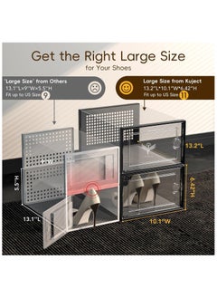 Piccasio Shoe Box, Set of 12 Clear Plastic Stackable Shoe Storage Boxes, Closet Organizer with 1 Shoe Brush & 12 Disposable Covers, Foldable & Transparent Sneaker Container  - Image 4