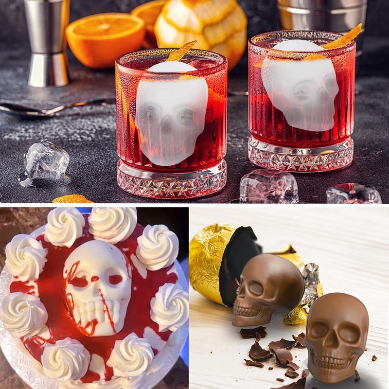 RWSEFK Skull Cake Pan,Skull Cake Pan Silicone Mold，6-Cavity Silicone, or Halloween & Party Drinks (6 Cavity Large Mold) - Image 4