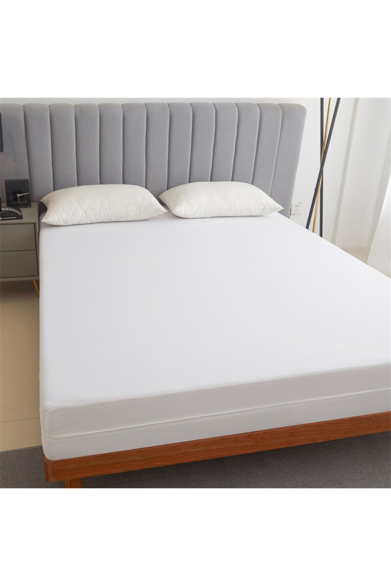 واقي مرتبة أبيض مقاوم للماء، مقاس 120×200×30 سم، مزود بسحاب، ناعم، يسمح بمرور الهواء، وهادئ، ومضاد للبكتيريا.