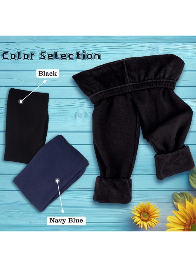 FEQO Girls Fleece Lined Leggings Thick Thermal Tights Full Length Pants Kids Winter Warm Leggings, Black, Navy Blue, 5-6 Years - Image 2